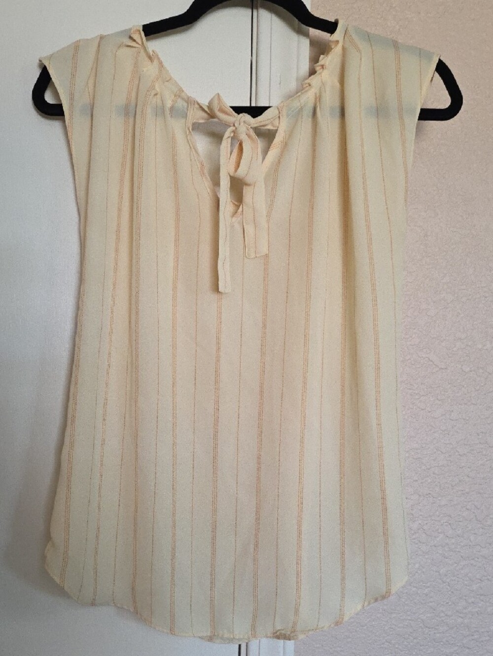 LC Lauren Conrad Light Yellow Blouse with Peach Pinstripes - Picture 8 of 10